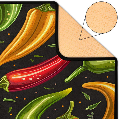 Red Hot Chili Pepper on Black Large Area Rug 4x6 Ft Washable Stain Resistant Rugs Non-Slip Soft Modern Carpet for Home Kitchen Living Room Office Party Decor
