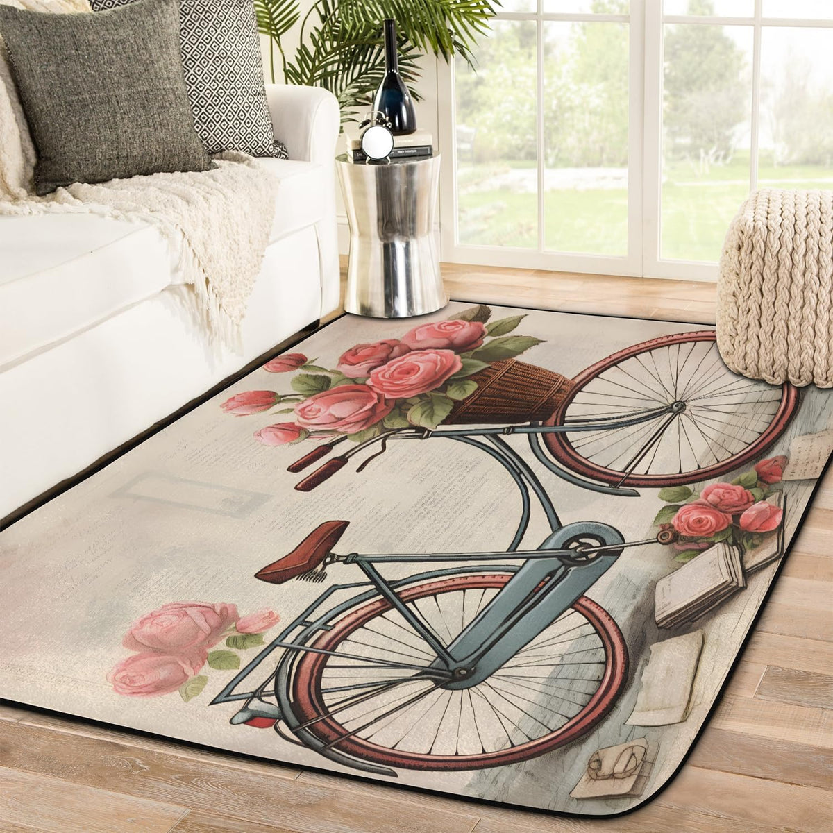Red Hot Chili Pepper on Black Large Area Rug 4x6 Ft Washable Stain Resistant Rugs Non-Slip Soft Modern Carpet for Home Kitchen Living Room Office Party Decor