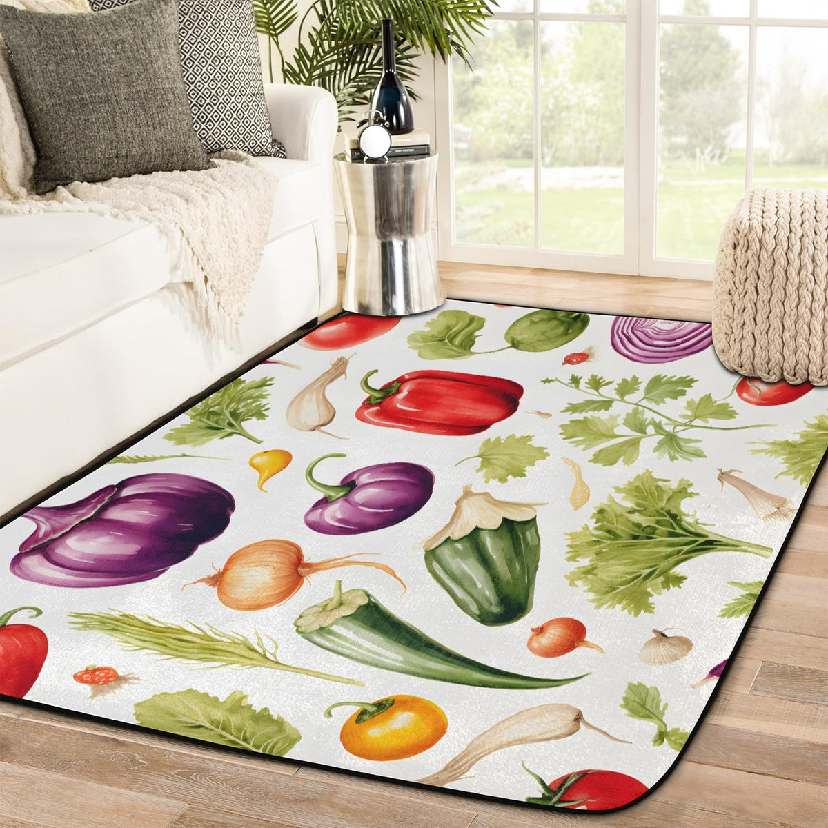 Red Hot Chili Pepper on Black Large Area Rug 4x6 Ft Washable Stain Resistant Rugs Non-Slip Soft Modern Carpet for Home Kitchen Living Room Office Party Decor