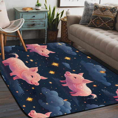 Red Hot Chili Pepper on Black Large Area Rug 4x6 Ft Washable Stain Resistant Rugs Non-Slip Soft Modern Carpet for Home Kitchen Living Room Office Party Decor