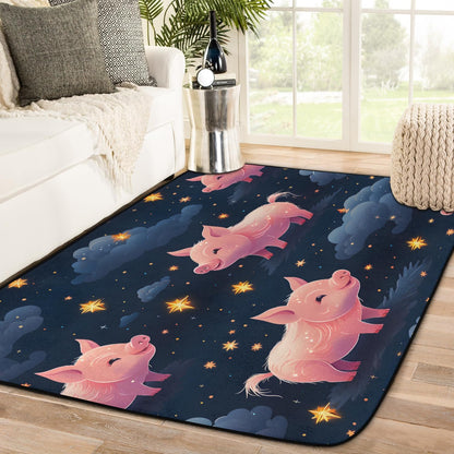 Red Hot Chili Pepper on Black Large Area Rug 4x6 Ft Washable Stain Resistant Rugs Non-Slip Soft Modern Carpet for Home Kitchen Living Room Office Party Decor