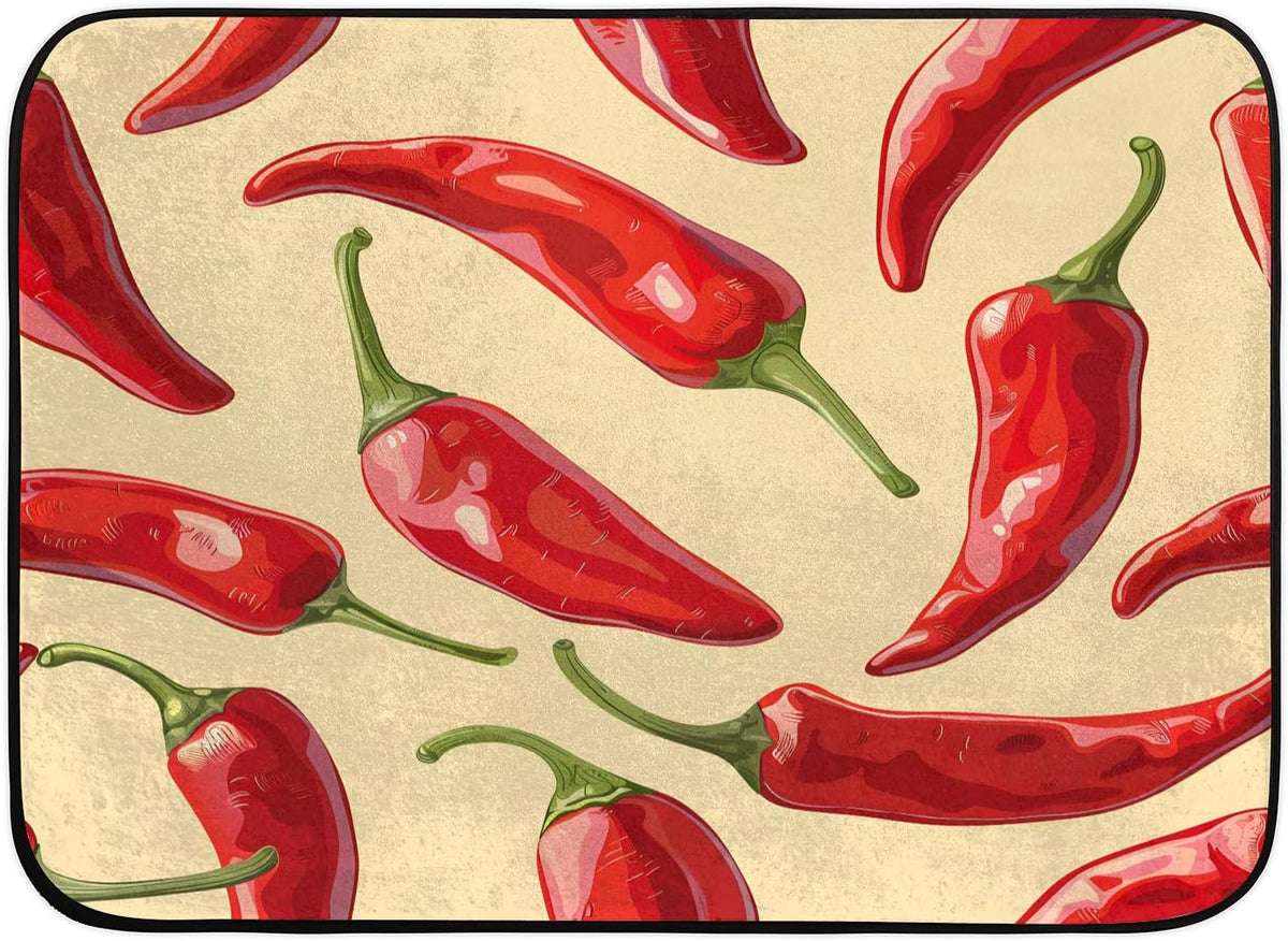 Red Hot Chili Pepper on Black Large Area Rug 4x6 Ft Washable Stain Resistant Rugs Non-Slip Soft Modern Carpet for Home Kitchen Living Room Office Party Decor