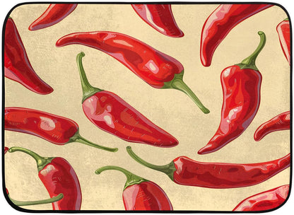 Red Hot Chili Pepper on Black Large Area Rug 4x6 Ft Washable Stain Resistant Rugs Non-Slip Soft Modern Carpet for Home Kitchen Living Room Office Party Decor