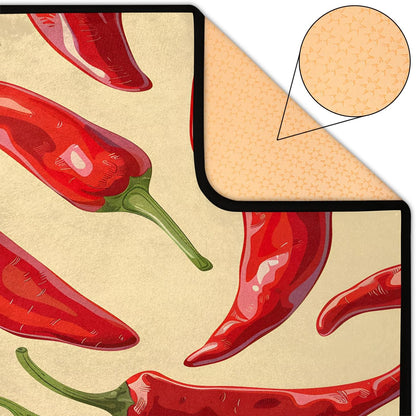 Red Hot Chili Pepper on Black Large Area Rug 4x6 Ft Washable Stain Resistant Rugs Non-Slip Soft Modern Carpet for Home Kitchen Living Room Office Party Decor