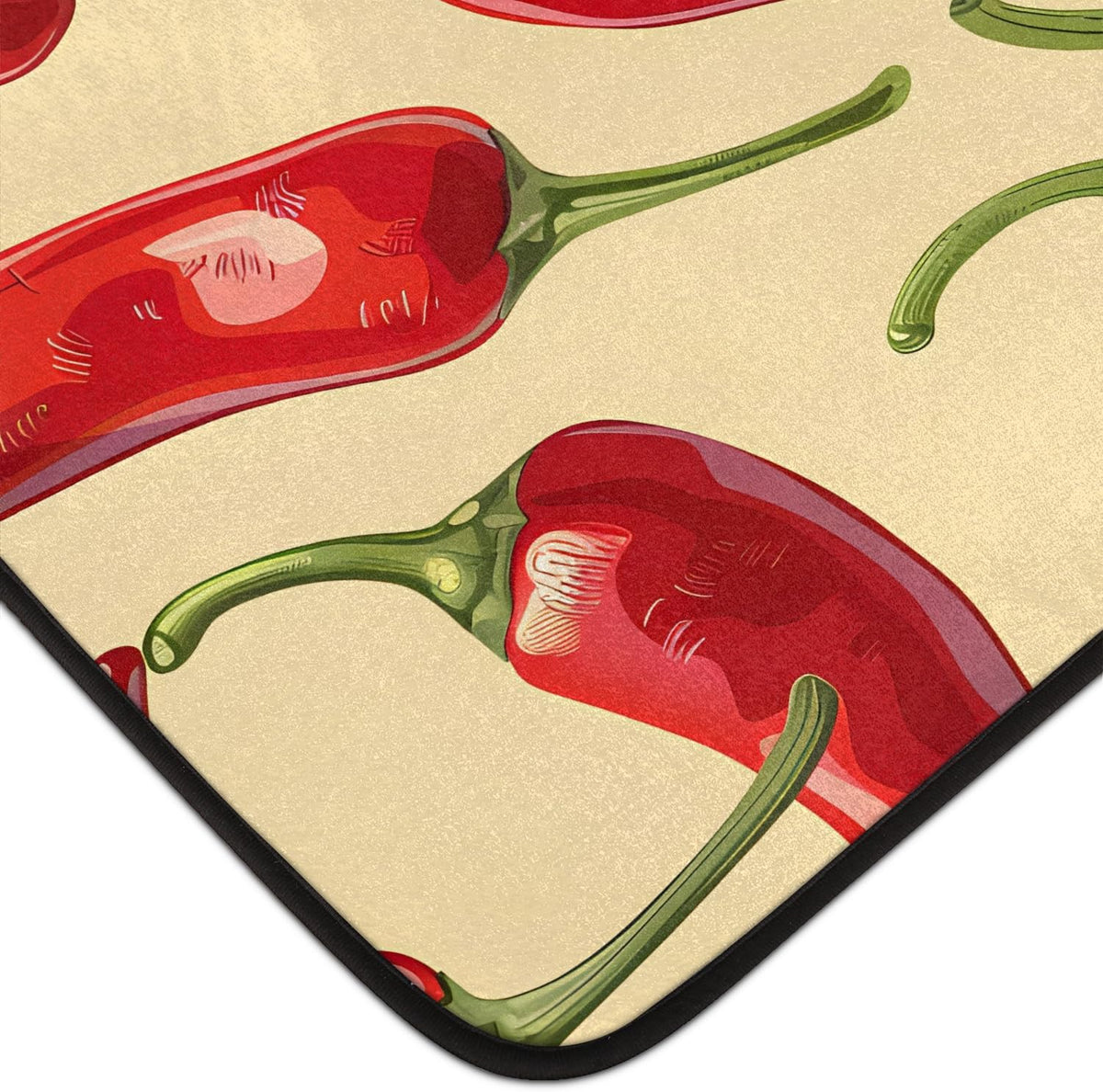 Red Hot Chili Pepper on Black Large Area Rug 4x6 Ft Washable Stain Resistant Rugs Non-Slip Soft Modern Carpet for Home Kitchen Living Room Office Party Decor