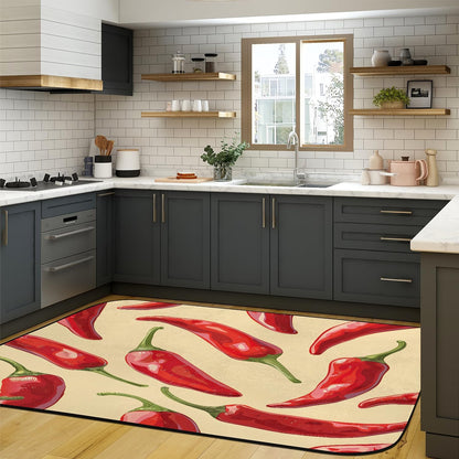 Red Hot Chili Pepper on Black Large Area Rug 4x6 Ft Washable Stain Resistant Rugs Non-Slip Soft Modern Carpet for Home Kitchen Living Room Office Party Decor