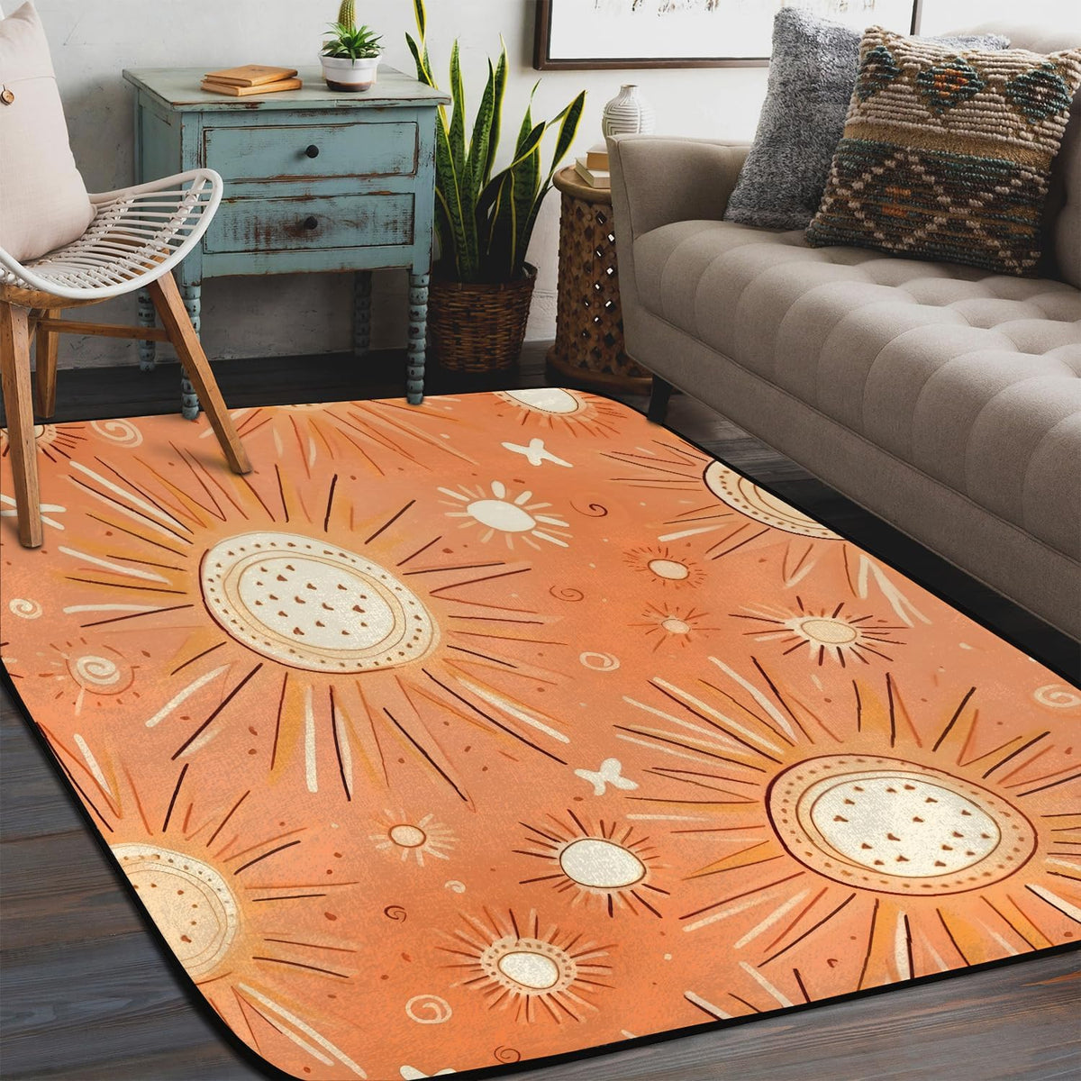 Red Hot Chili Pepper on Black Large Area Rug 4x6 Ft Washable Stain Resistant Rugs Non-Slip Soft Modern Carpet for Home Kitchen Living Room Office Party Decor