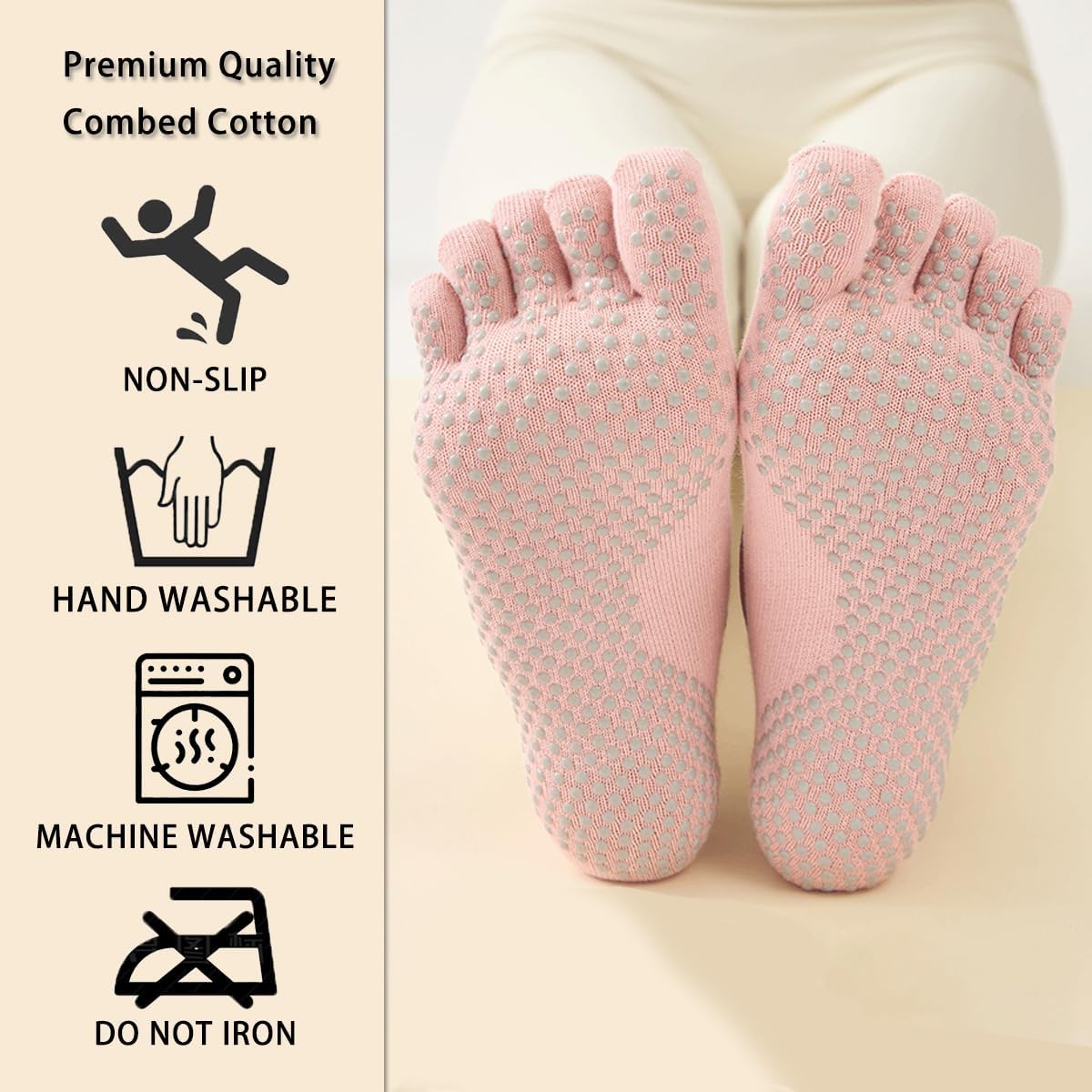 Non-Slip Yoga Socks for Women 3-Pack Anti-Skid Grip Soles Breathable Grippy Socks for Yoga, Pilates, Home Workouts