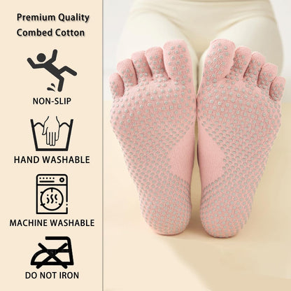 Non-Slip Yoga Socks for Women 3-Pack Anti-Skid Grip Soles Breathable Grippy Socks for Yoga, Pilates, Home Workouts