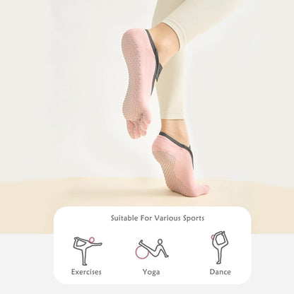 Non-Slip Yoga Socks for Women 3-Pack Anti-Skid Grip Soles Breathable Grippy Socks for Yoga, Pilates, Home Workouts