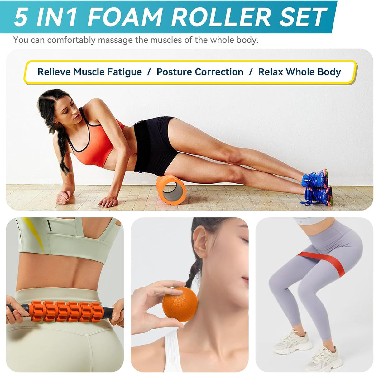 5 in 1 Foam Roller Set Trigger Point Exercise Foam Roller