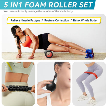 5 in 1 Foam Roller Set Trigger Point Exercise Foam Roller