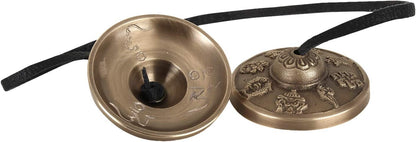Tingsha Tibetan Style Meditation Bell Manjeera 2.1" 8 Lucky Symbols Embossed