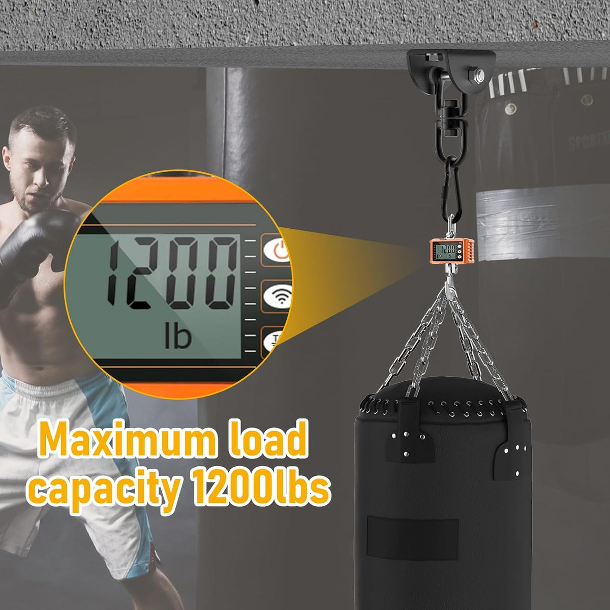Hammock Hanging Kit, 1200 lb Capacity Heavy Duty Ceiling Hooks, 360° Swivel Swing Set Hanger for Hammock Chairs, Tree Swings, Yoga Swings, Heavy Bag Mount Supports Sandbag & Punching Bag