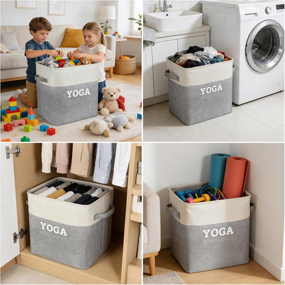 Yoga Mat Holder Storage Basket, Home Gym Storage Organizer Yoga Exercise Equipment Storage, Yoga Basket Foam Roller Workout Equipment Storage for Home Exercise and Fitness Gear