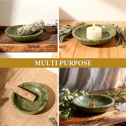 Natural Marble Incense Holder, Incense Holder for Sticks with 9 Holes, Handmade Incense Burner Ash Catcher for Meditation Yoga SPA, Balsam Fir/Palo Santo/Sage/Cone (RoyalBeige)