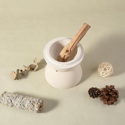 Natural Marble Incense Holder, Incense Holder for Sticks with 9 Holes, Handmade Incense Burner Ash Catcher for Meditation Yoga SPA, Balsam Fir/Palo Santo/Sage/Cone (RoyalBeige)