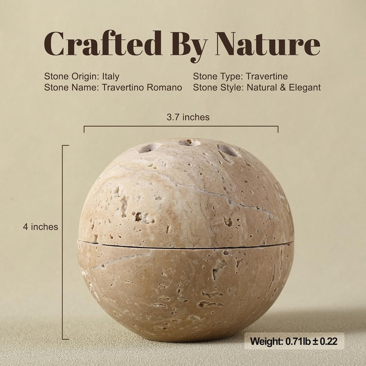 Natural Marble Incense Holder, Incense Holder for Sticks with 9 Holes, Handmade Incense Burner Ash Catcher for Meditation Yoga SPA, Balsam Fir/Palo Santo/Sage/Cone (RoyalBeige)