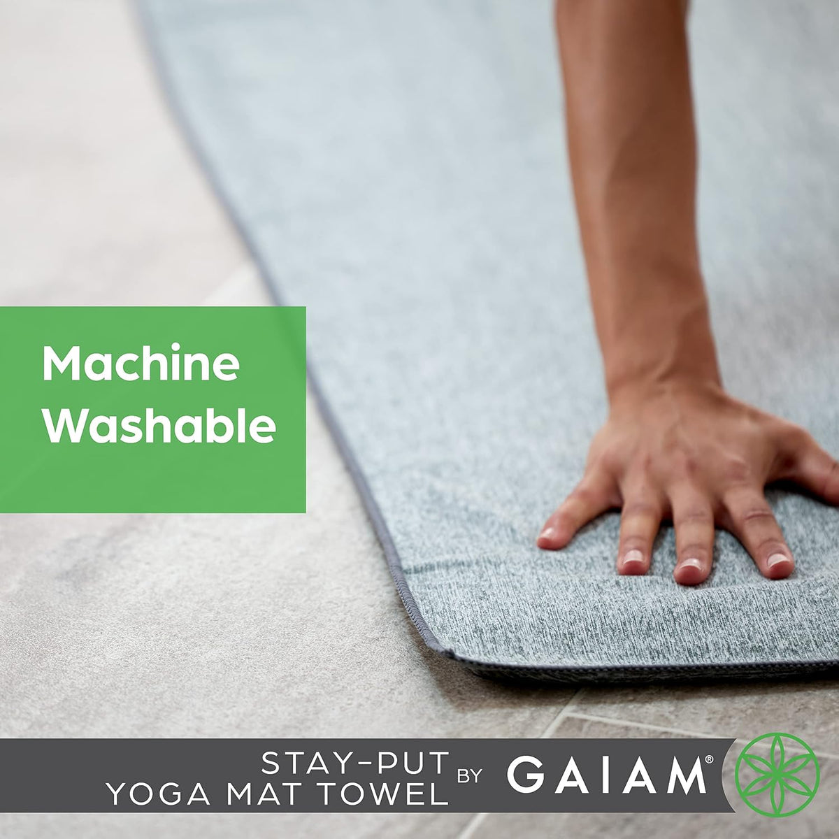 Stay-Put Yoga Mat Towel, Non-Slip, Corner Pockets