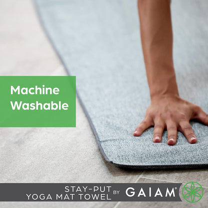 Stay-Put Yoga Mat Towel, Non-Slip, Corner Pockets