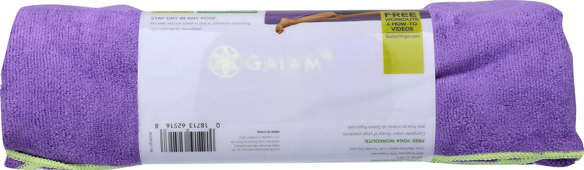 Stay-Put Yoga Mat Towel, Non-Slip, Corner Pockets