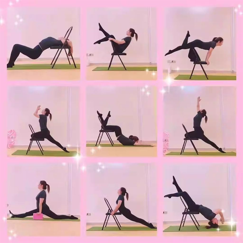 Brown Backless Yoga Chair, Pilates Yoga Chair, PU Leather, Double Beam Design, Folding Yoga Chair, Iyengar Yoga Chair, Yoga Inversion Chair, Size: 47 * 45 * 82cm