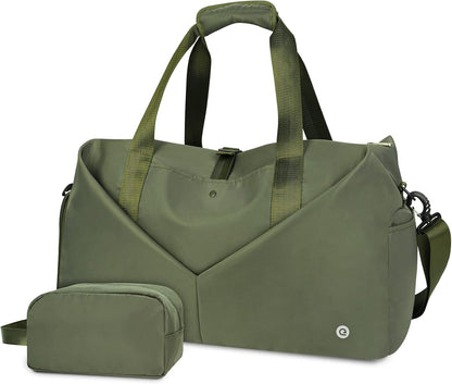 Ceneda 20" Gym Bag for Women with Wet Pocket & Shoe Compartment, Lightweight Duffel Waterproof Carry On Duffle for Travel, Yoga, Overnight (Green)