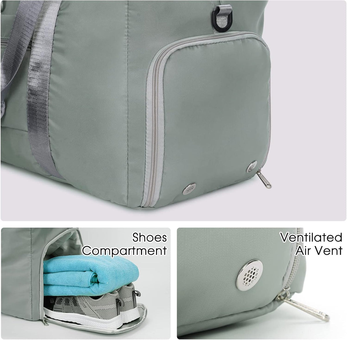 Ceneda 20" Gym Bag for Women with Wet Pocket & Shoe Compartment, Lightweight Duffel Waterproof Carry On Duffle for Travel, Yoga, Overnight (Green)
