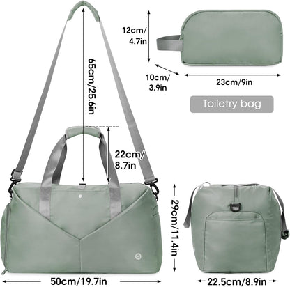 Ceneda 20" Gym Bag for Women with Wet Pocket & Shoe Compartment, Lightweight Duffel Waterproof Carry On Duffle for Travel, Yoga, Overnight (Green)