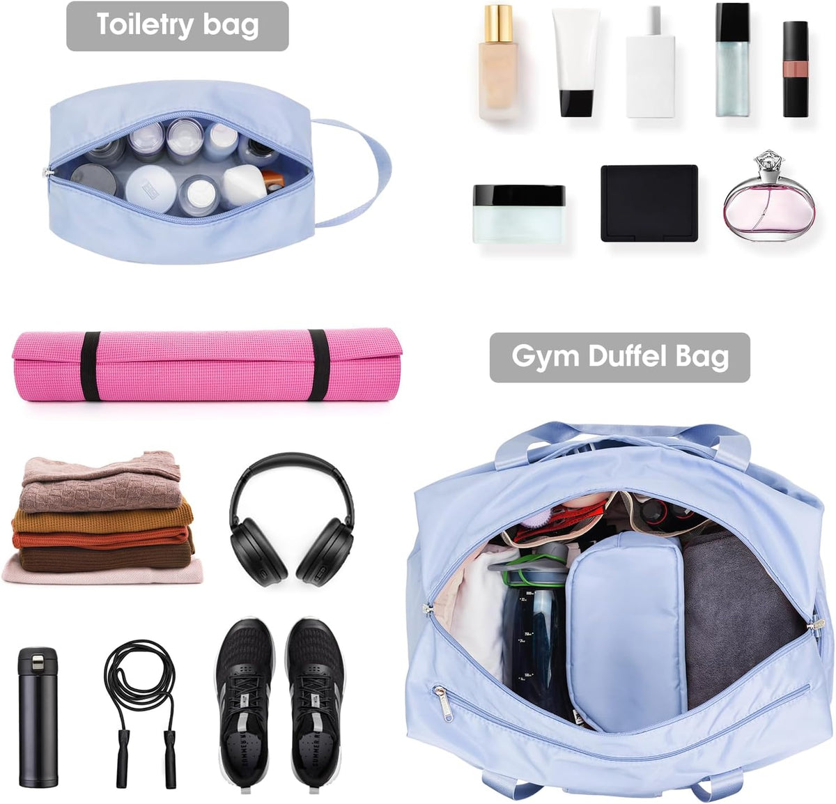 Ceneda 20" Gym Bag for Women with Wet Pocket & Shoe Compartment, Lightweight Duffel Waterproof Carry On Duffle for Travel, Yoga, Overnight (Green)