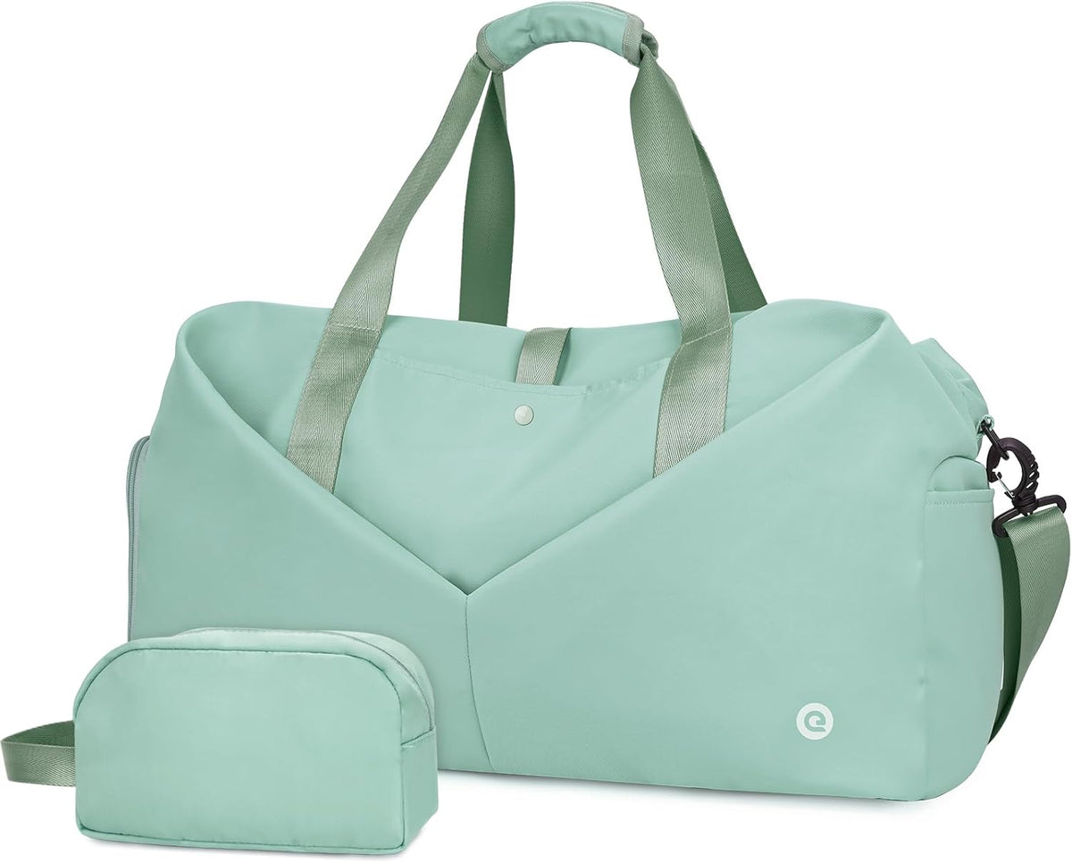 Ceneda 20" Gym Bag for Women with Wet Pocket & Shoe Compartment, Lightweight Duffel Waterproof Carry On Duffle for Travel, Yoga, Overnight (Green)
