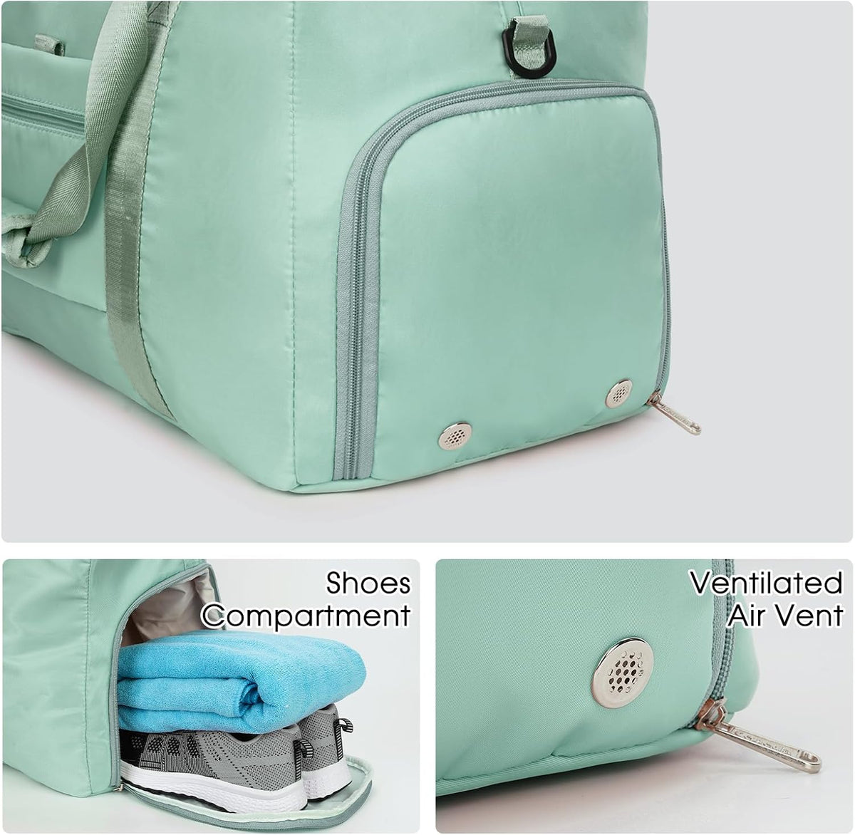 Ceneda 20" Gym Bag for Women with Wet Pocket & Shoe Compartment, Lightweight Duffel Waterproof Carry On Duffle for Travel, Yoga, Overnight (Green)