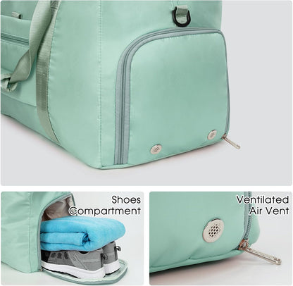 Ceneda 20" Gym Bag for Women with Wet Pocket & Shoe Compartment, Lightweight Duffel Waterproof Carry On Duffle for Travel, Yoga, Overnight (Green)