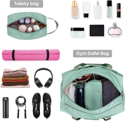 Ceneda 20" Gym Bag for Women with Wet Pocket & Shoe Compartment, Lightweight Duffel Waterproof Carry On Duffle for Travel, Yoga, Overnight (Green)