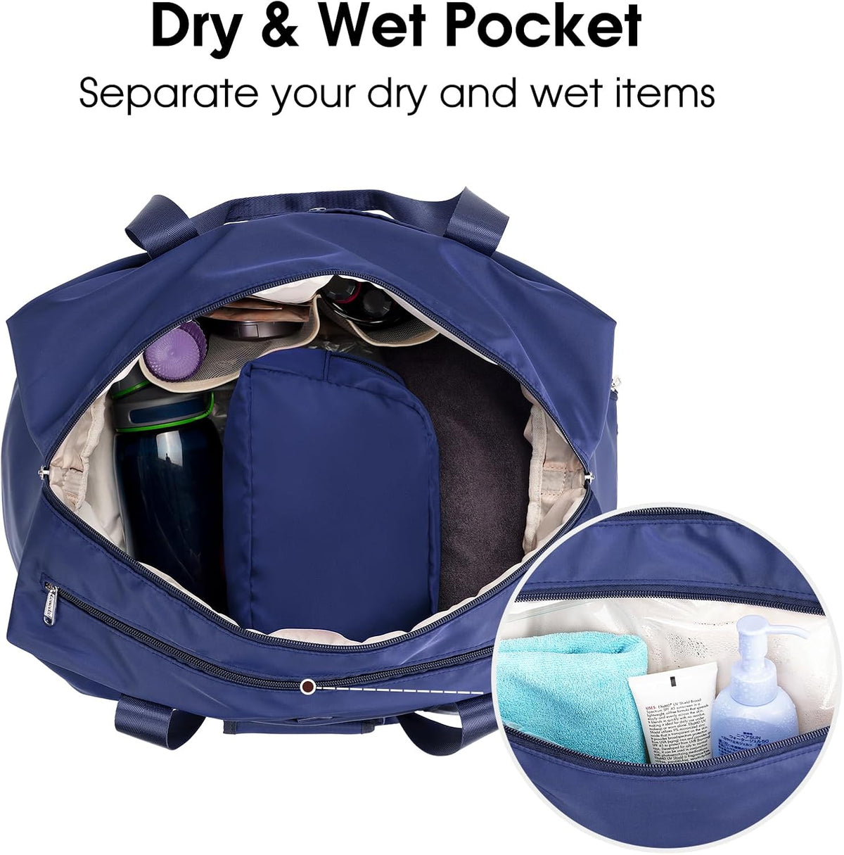 Ceneda 20" Gym Bag for Women with Wet Pocket & Shoe Compartment, Lightweight Duffel Waterproof Carry On Duffle for Travel, Yoga, Overnight (Green)
