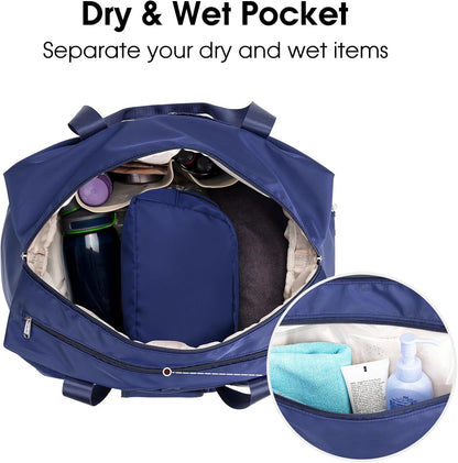 Ceneda 20" Gym Bag for Women with Wet Pocket & Shoe Compartment, Lightweight Duffel Waterproof Carry On Duffle for Travel, Yoga, Overnight (Green)
