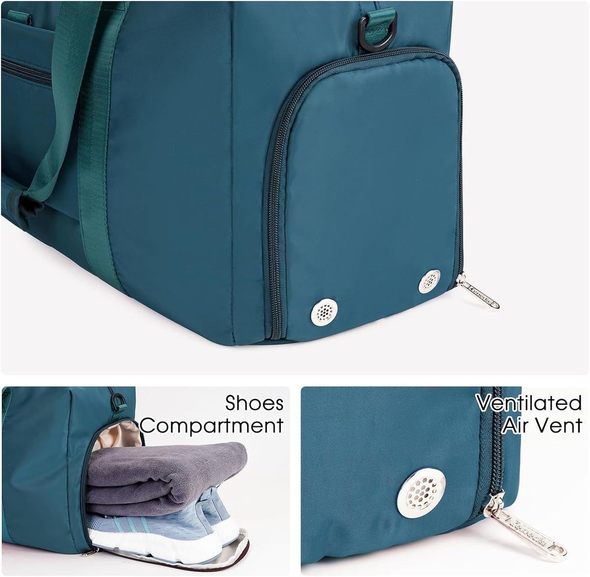 Ceneda 20" Gym Bag for Women with Wet Pocket & Shoe Compartment, Lightweight Duffel Waterproof Carry On Duffle for Travel, Yoga, Overnight (Green)