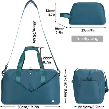 Ceneda 20" Gym Bag for Women with Wet Pocket & Shoe Compartment, Lightweight Duffel Waterproof Carry On Duffle for Travel, Yoga, Overnight (Green)