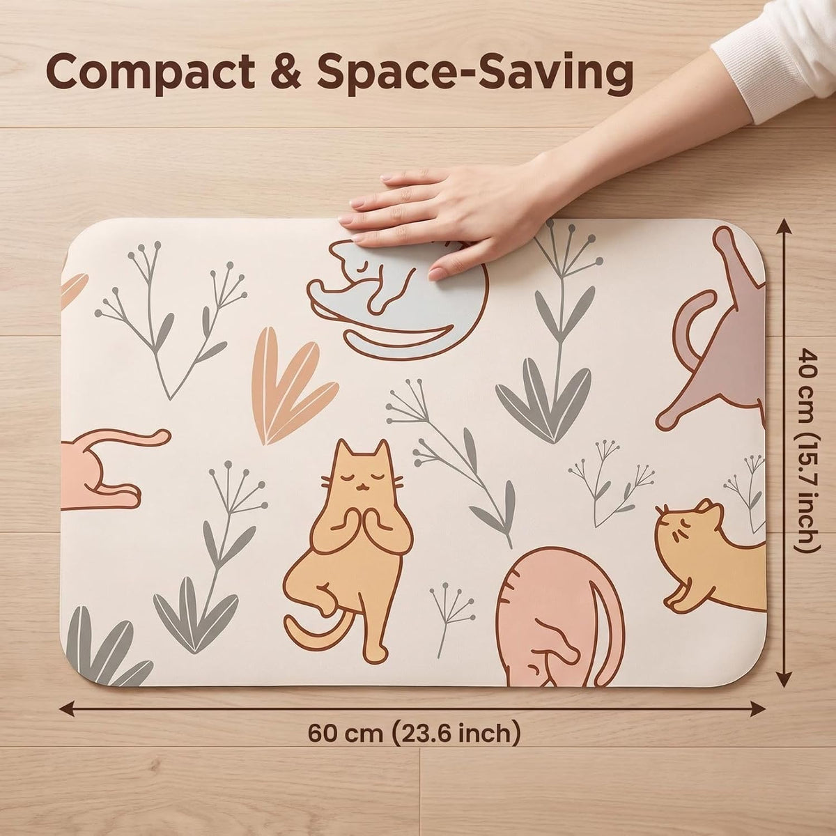 Small Mini Yoga Mat 23.6×15.7in 5mm Thin Cute Cat Print Travel Knee Pad