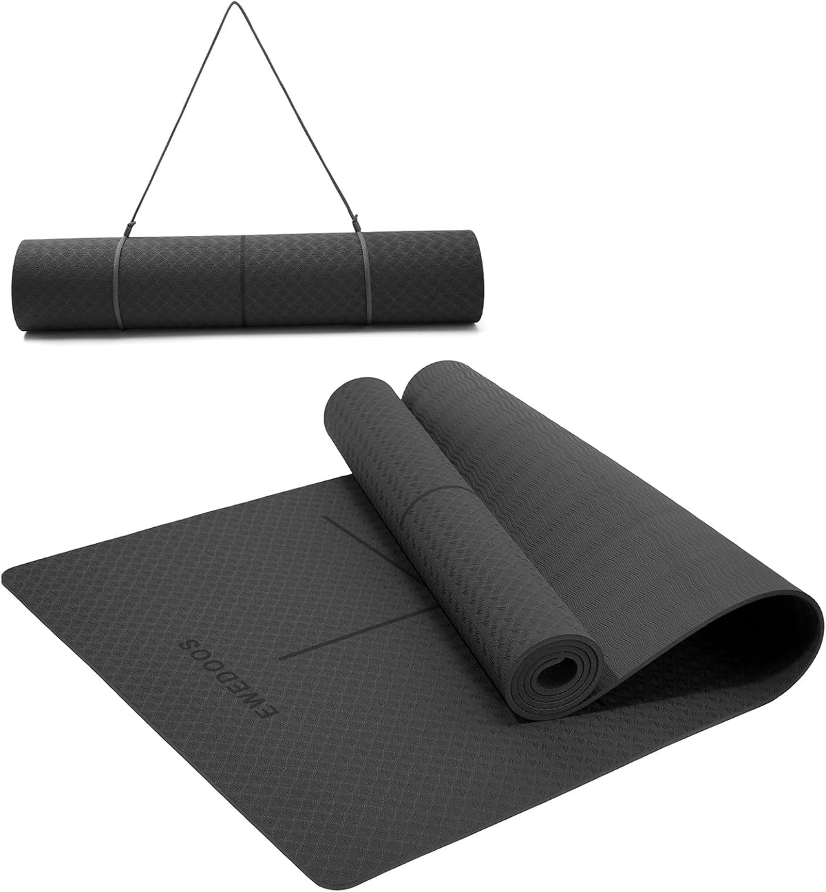 Eco Friendly Yoga Mat with Alignment Marks TPE Yoga Mat Non Slip Hot Yoga Mat Thick 1/4'' Anti-Tear Surfaces Exercise Mats for Home Workout Fitness Pilates