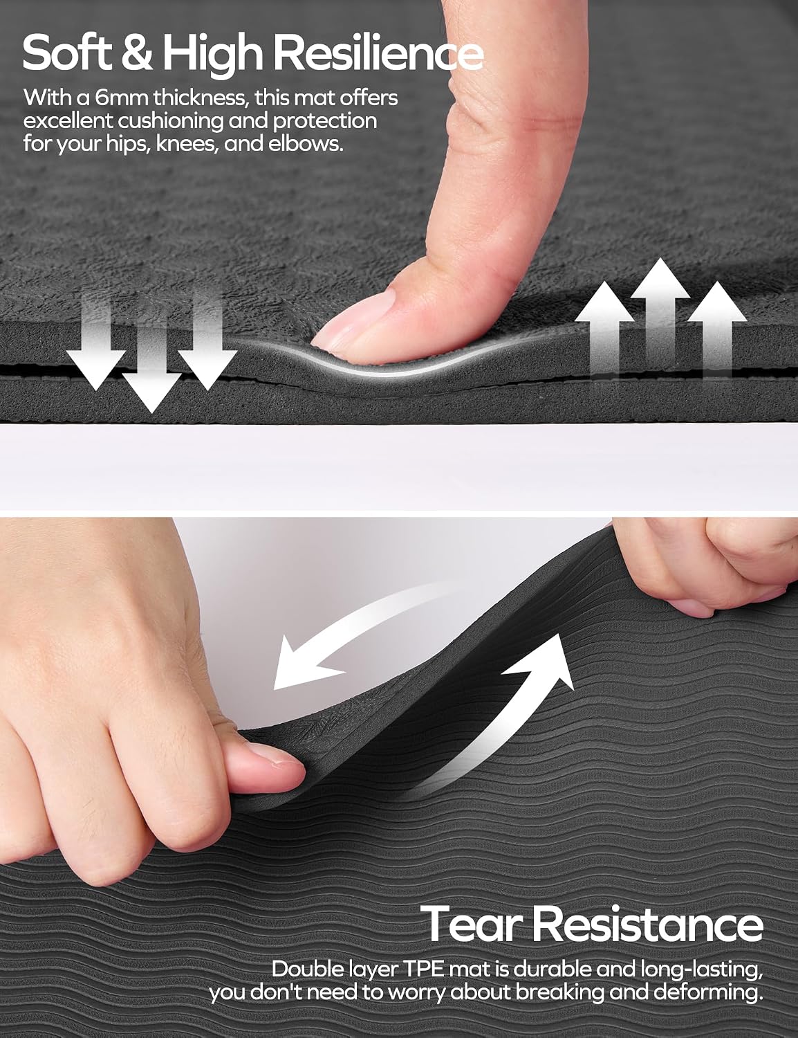 Eco Friendly Yoga Mat with Alignment Marks TPE Yoga Mat Non Slip Hot Yoga Mat Thick 1/4'' Anti-Tear Surfaces Exercise Mats for Home Workout Fitness Pilates