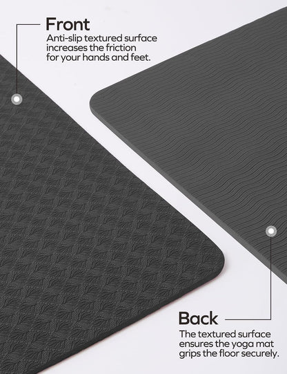 Eco Friendly Yoga Mat with Alignment Marks TPE Yoga Mat Non Slip Hot Yoga Mat Thick 1/4'' Anti-Tear Surfaces Exercise Mats for Home Workout Fitness Pilates