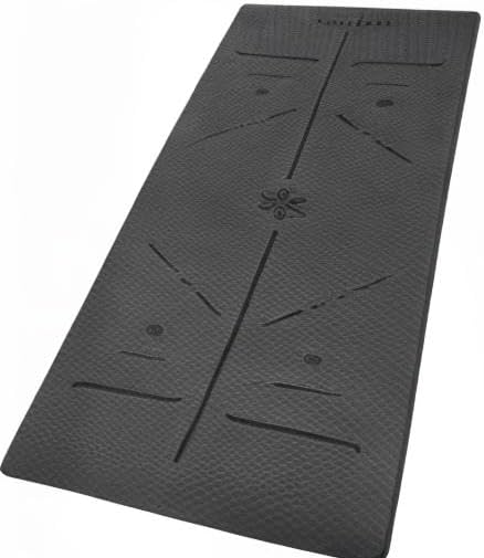 Eco Friendly Yoga Mat with Alignment Marks TPE Yoga Mat Non Slip Hot Yoga Mat Thick 1/4'' Anti-Tear Surfaces Exercise Mats for Home Workout Fitness Pilates