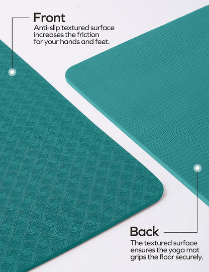 Eco Friendly Yoga Mat with Alignment Marks TPE Yoga Mat Non Slip Hot Yoga Mat Thick 1/4'' Anti-Tear Surfaces Exercise Mats for Home Workout Fitness Pilates