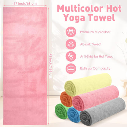 10 Pcs Hot Yoga Towels Bulk Non Slip Microfiber Anti Slip Absorbent Multicolor Wicking Pilates Yoga Mat Towel for Women Men Pilates, 27" x 72" (Classic)