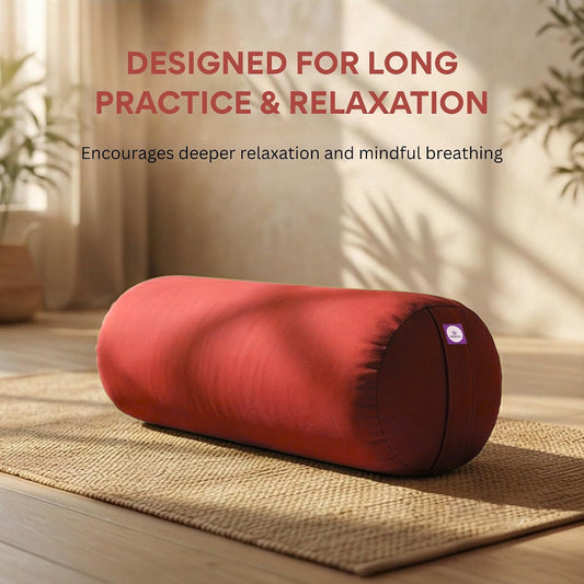 Iyengar Yoga Bolster for Restorative Yoga and Meditation – Lightweight Cotton Support Pillow with Handle for Easy Carry, Versatile for Pose Modification, Balance, Back Relief, and Relaxation