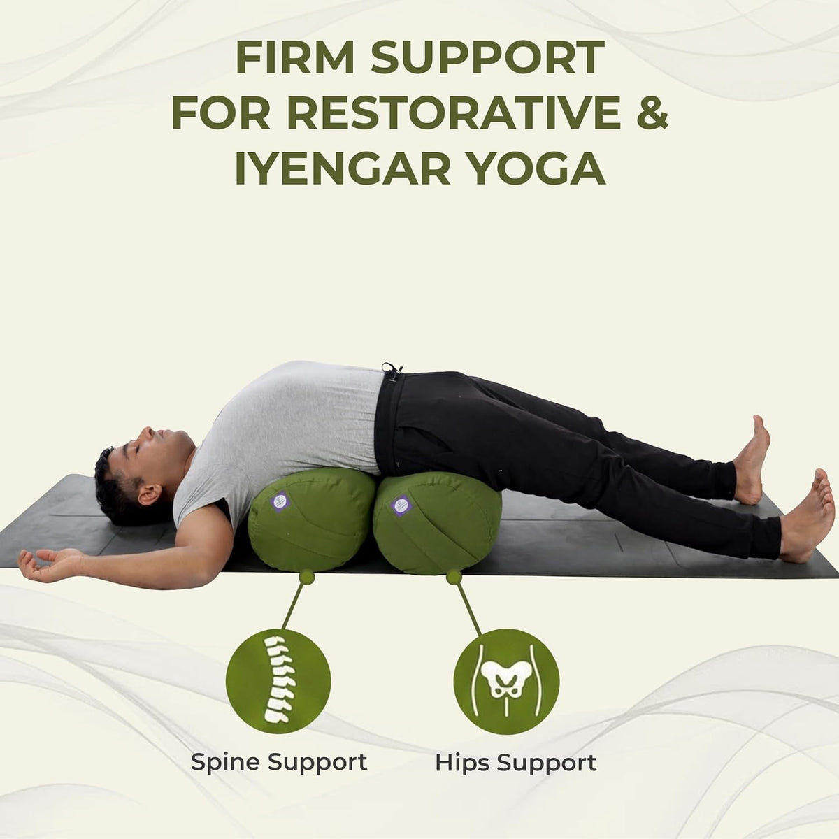 Iyengar Yoga Bolster for Restorative Yoga and Meditation – Lightweight Cotton Support Pillow with Handle for Easy Carry, Versatile for Pose Modification, Balance, Back Relief, and Relaxation