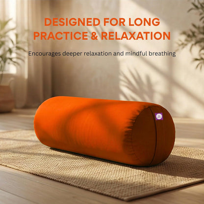 Iyengar Yoga Bolster for Restorative Yoga and Meditation – Lightweight Cotton Support Pillow with Handle for Easy Carry, Versatile for Pose Modification, Balance, Back Relief, and Relaxation