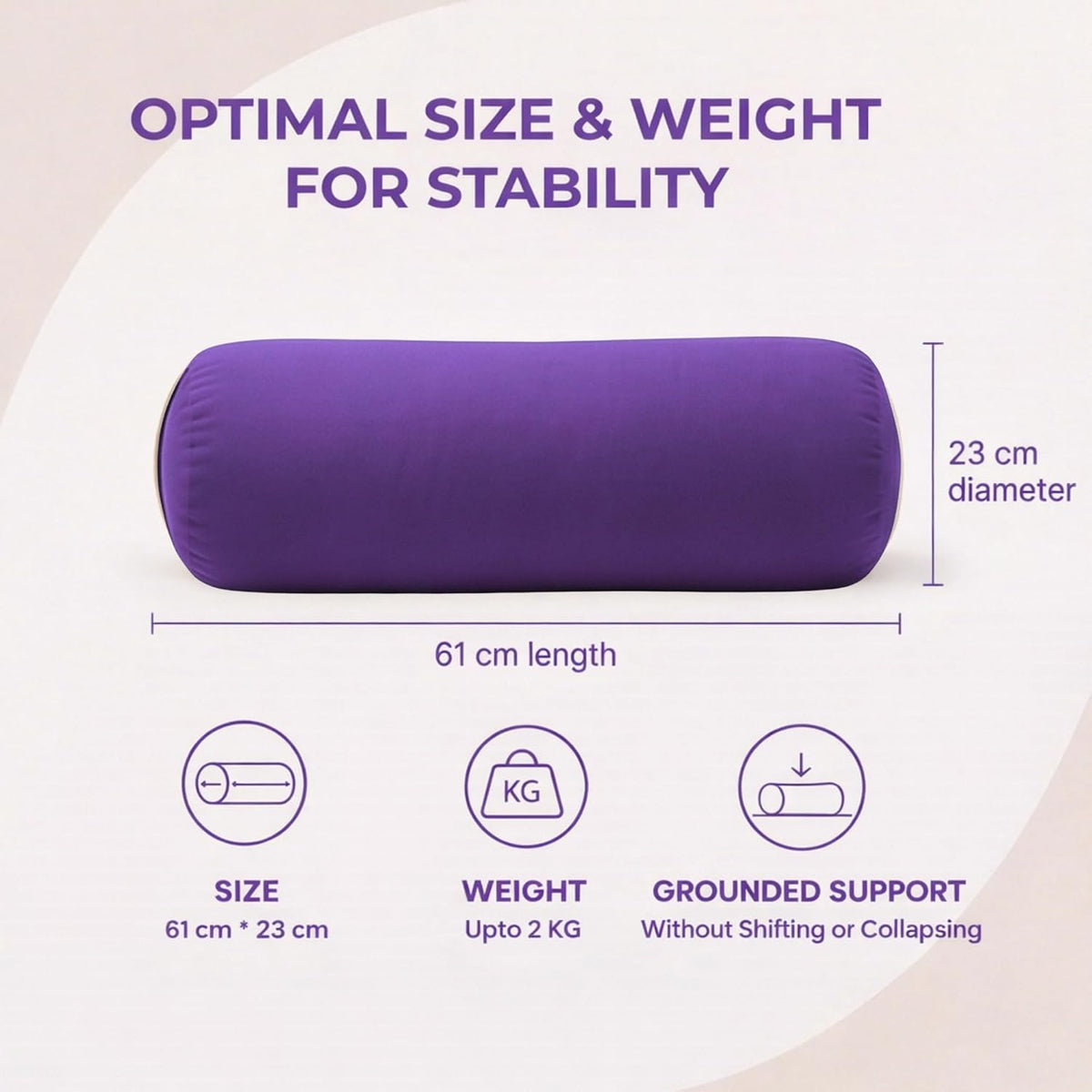 Iyengar Yoga Bolster for Restorative Yoga and Meditation – Lightweight Cotton Support Pillow with Handle for Easy Carry, Versatile for Pose Modification, Balance, Back Relief, and Relaxation