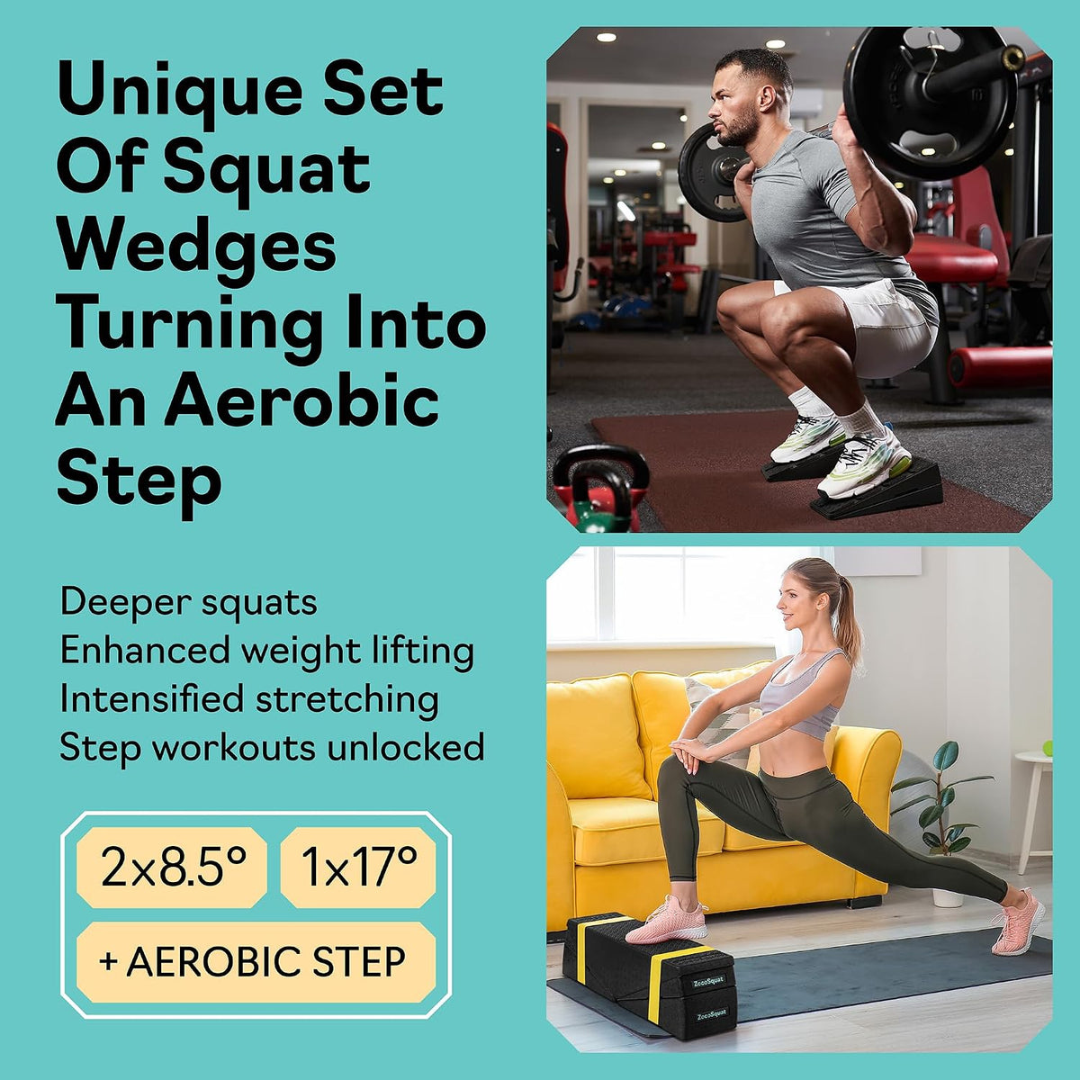 Squat Wedge Block Set of 3/5 - 960 LBS Capacity - Slant Board for Calf Stretching with 5 Stackable Angles - Calf Stretcher Slant Board - Workout Equipment - EPP Material for Exercise Equipment & Physical Therapy